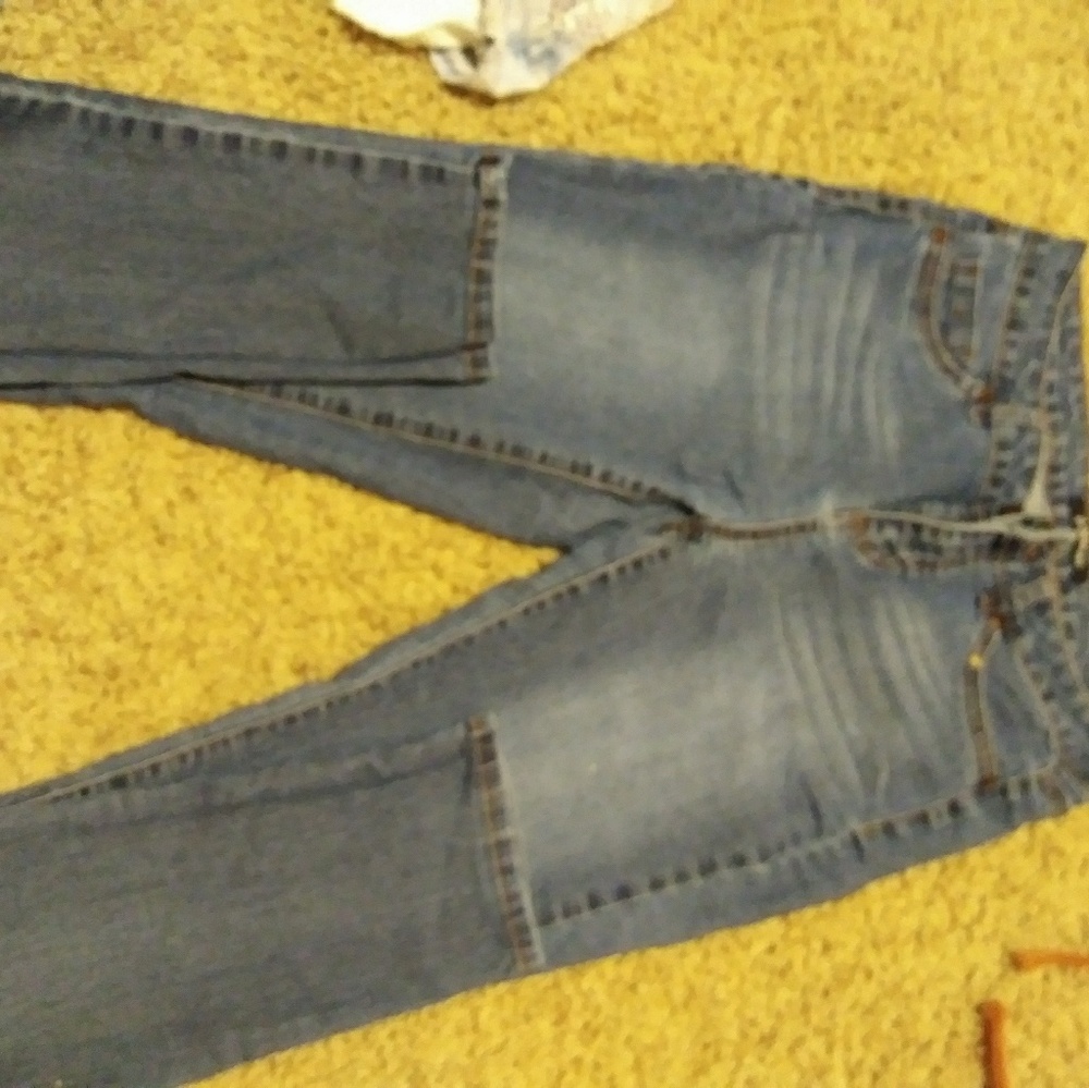 High waisted blue jeans